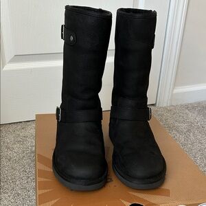 UGG Black Winter Boots with Buckle Detail